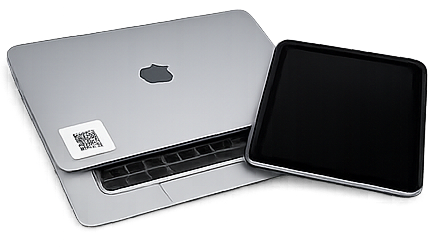 Laptop and iPad with Loshe QR tag